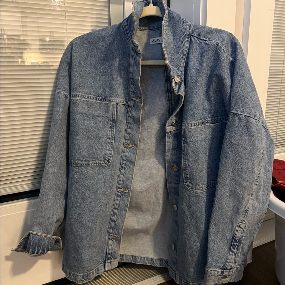 Zara Men's Light Blue Denim Shirt Jacket